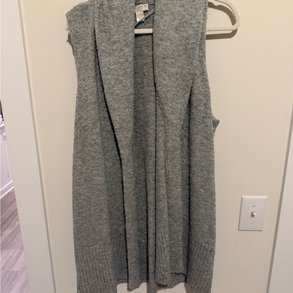 LOFT Heather Gray Open Front Cardigan